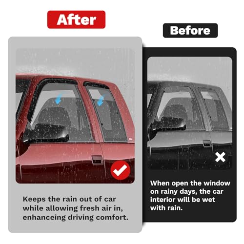 Image of Canvcle Window Visors Rain Guards for 1988-1999 Chevy /GMC C /K1500 2500 3500 Extended Cab Accessories, Outside-Mount Tape-On Side Window Wind Deflectors Vent Visors Shades Rainproof 4PCS