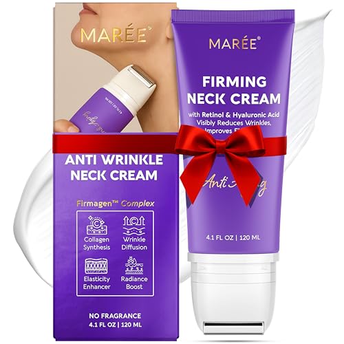 MAREE Neck Cream with Face Roller – Neck Creams For Tightening and Firming – Pro Retinol & AH-8