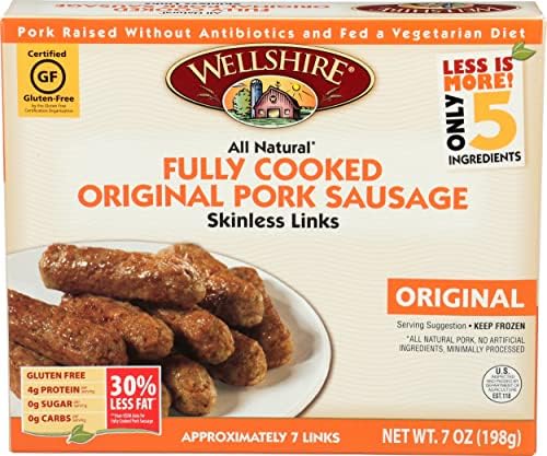 Wellshire Farms, Pork Sausage Link Original Gluten Free Frozen, 7 Ounce