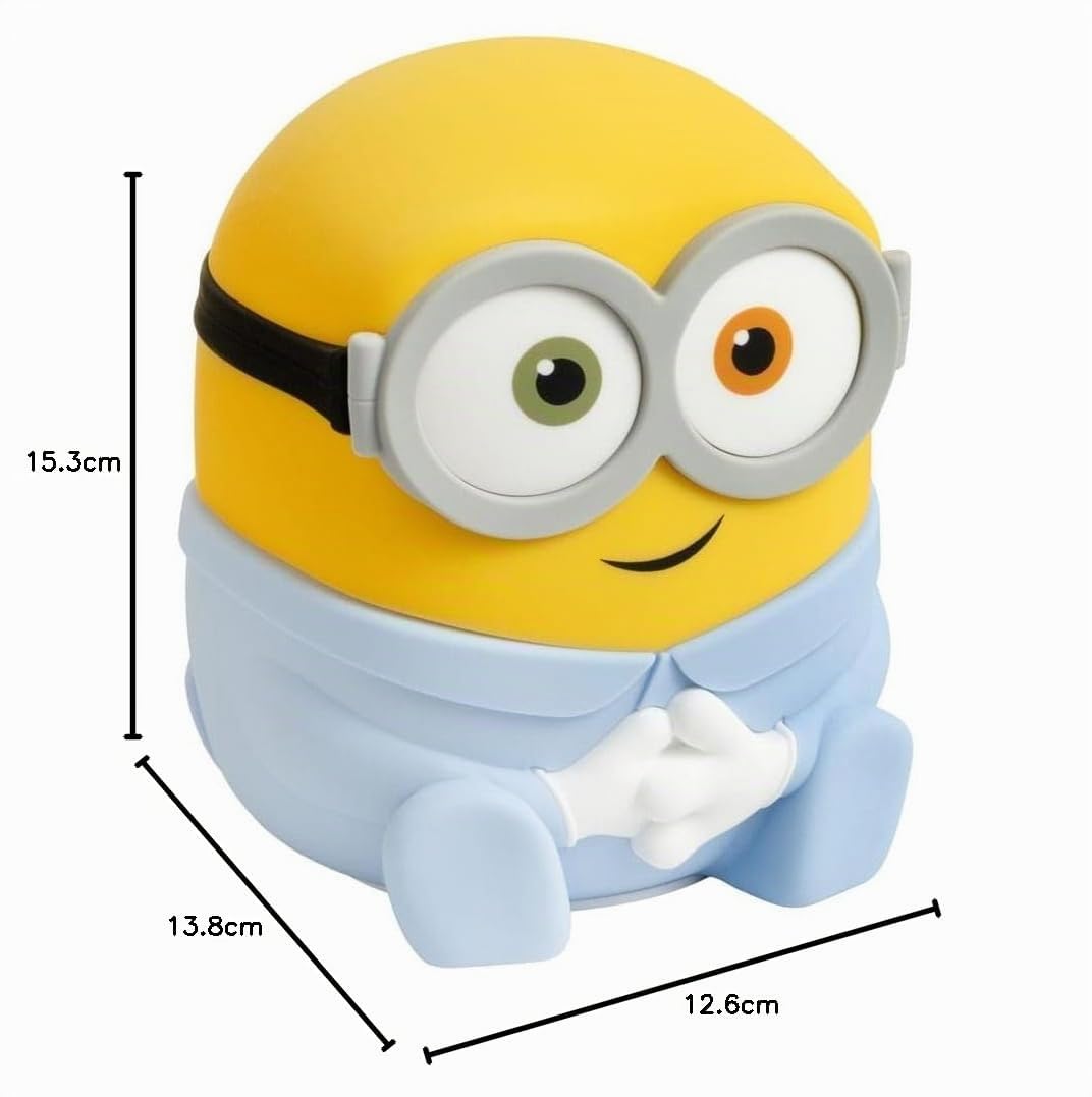 Paladone, SquishyGlo, Luce notturna in silicone di Bob dei Minions, con licenza ufficiale, lampada ricaricabile e morbida al tatto, con timer di spegnimento automatico, per camera da letto e casa