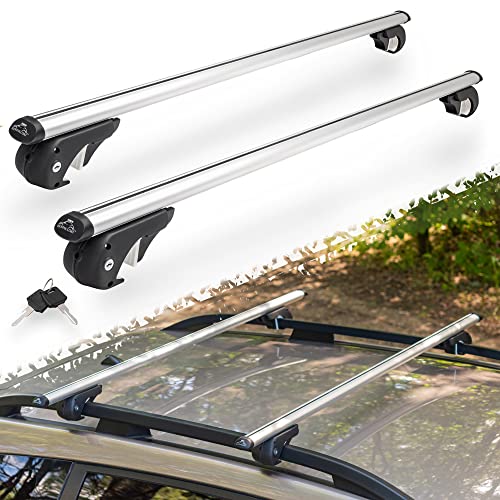 Image of RoofPax 52 inch Roof Rack Cross Bars 2-Set Locking Cross Rails Adjustable Aluminum Anti-Rust up to 150lb Luggage Rooftop Carrier Rack Kayak /Surfboard /Paddle Board. Universal Fit for Cars with Side Rails