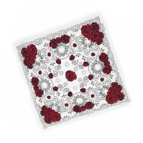 21'' Rose Pattern Bandana Head Scarf Turbans For Women Men Street Dance Turban Unisex Head Wrap Bandana