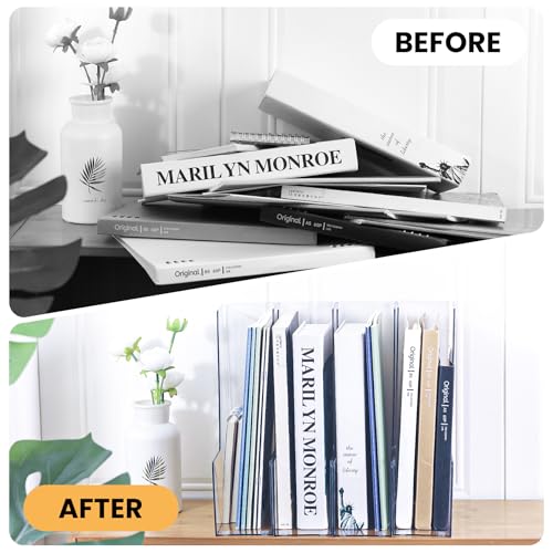 Porta-arquivos vertical, organizador de arquivos transparente, organizador de mesa e caixas de armaz