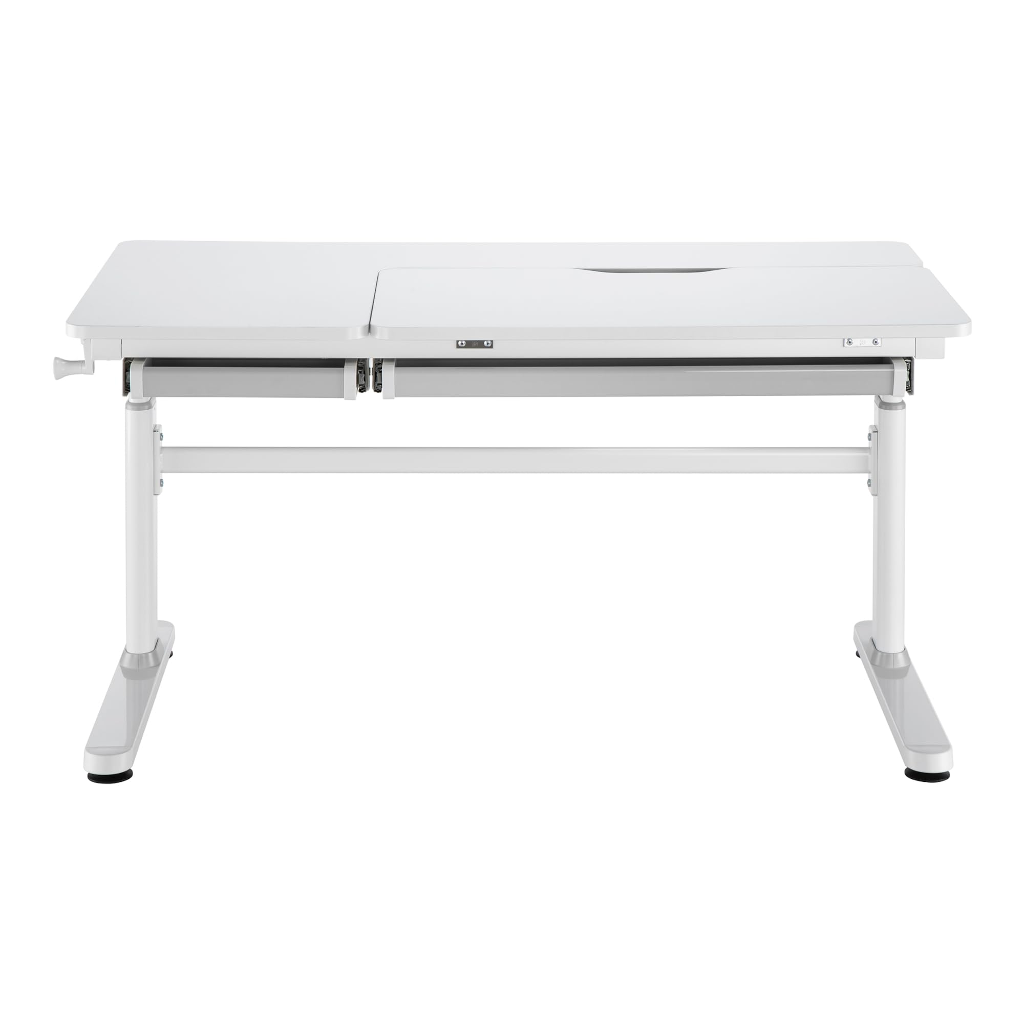[en.casa] Schreibtisch Kinder Sauda Kinderschreibtisch höhenverstellbar 120 x 60 cm Schülerschreibtisch mit neigbarer Tischplatte und 2 Schubladen Grau/Weiß