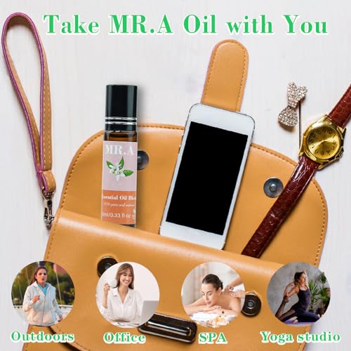 4 Pack Essential Roll On Blend Oils Set, 100% Natural Fragrance Oil, Aromatherapy Roll On Blend Oil with Pure Lavender, Petitgrain, Bergamot, Marjoram Oil, Gift for Women Men 0.33 fl.oz - Image 4