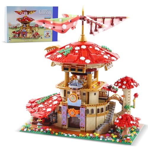 2763PCS Mushroom House Building Blocks,Creative Ideals Ganoderma Hotel Building Blocks,