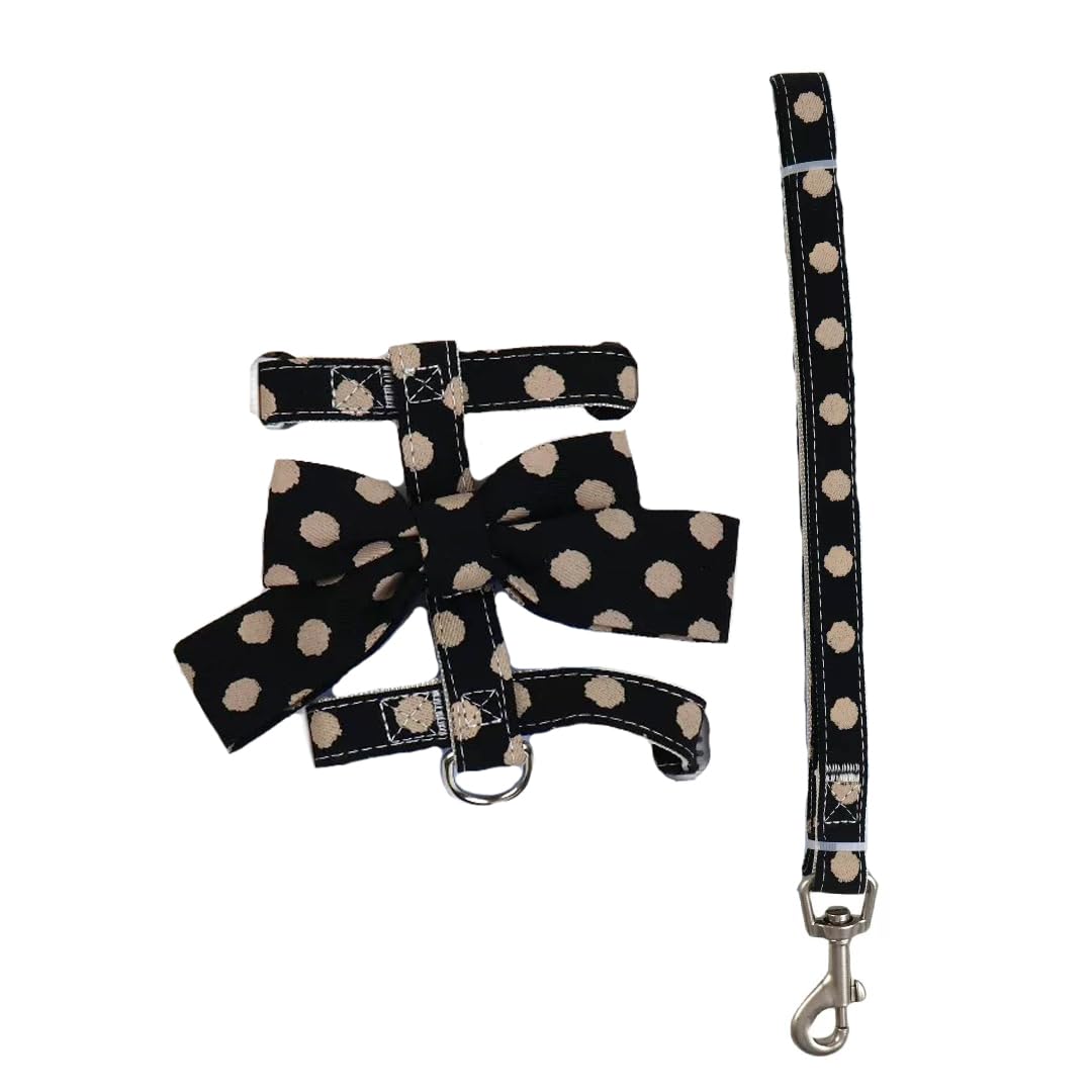 Cat Escape-Proof Harness with Bowknot,Polka Dot Puppy Vest Harness — image 1