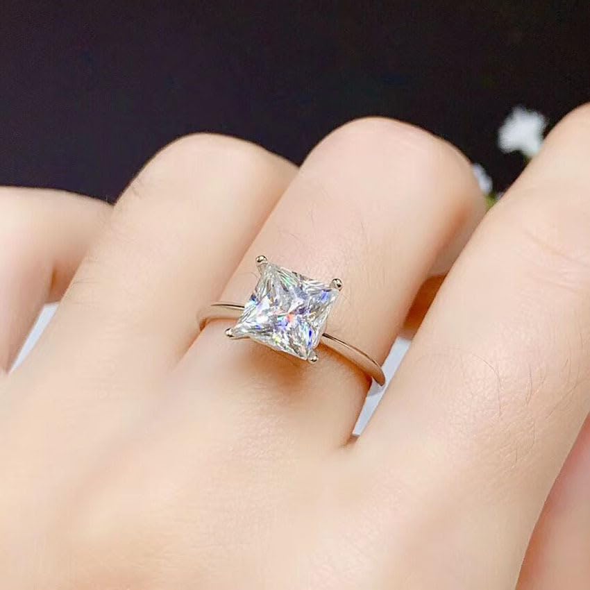 Htayekog Promise Rings for her,Gold Plated Square Engagement Rings,Classic Rose Gold Promise Ring Diamond Ring Princess Ring Cubic Zirconia Promise Eternity Ring for Women, Wedding Bands?9?