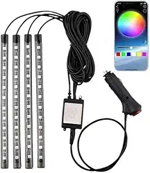 Fita LED Neon Som Automotivo RGB 7 Cores, Luz Interna Decoração com Controle Remoto para Painel e Interior do Carro