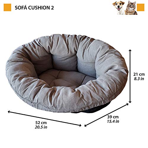 Ferplast-Sofa-Cushion-2-Cushion-for-Dogs-and-Cats-Padded-Cover-Soft-Washable-Cotton-Padding-Adjustable-with-Elastic-52-x-39-x-21-cm-Grey