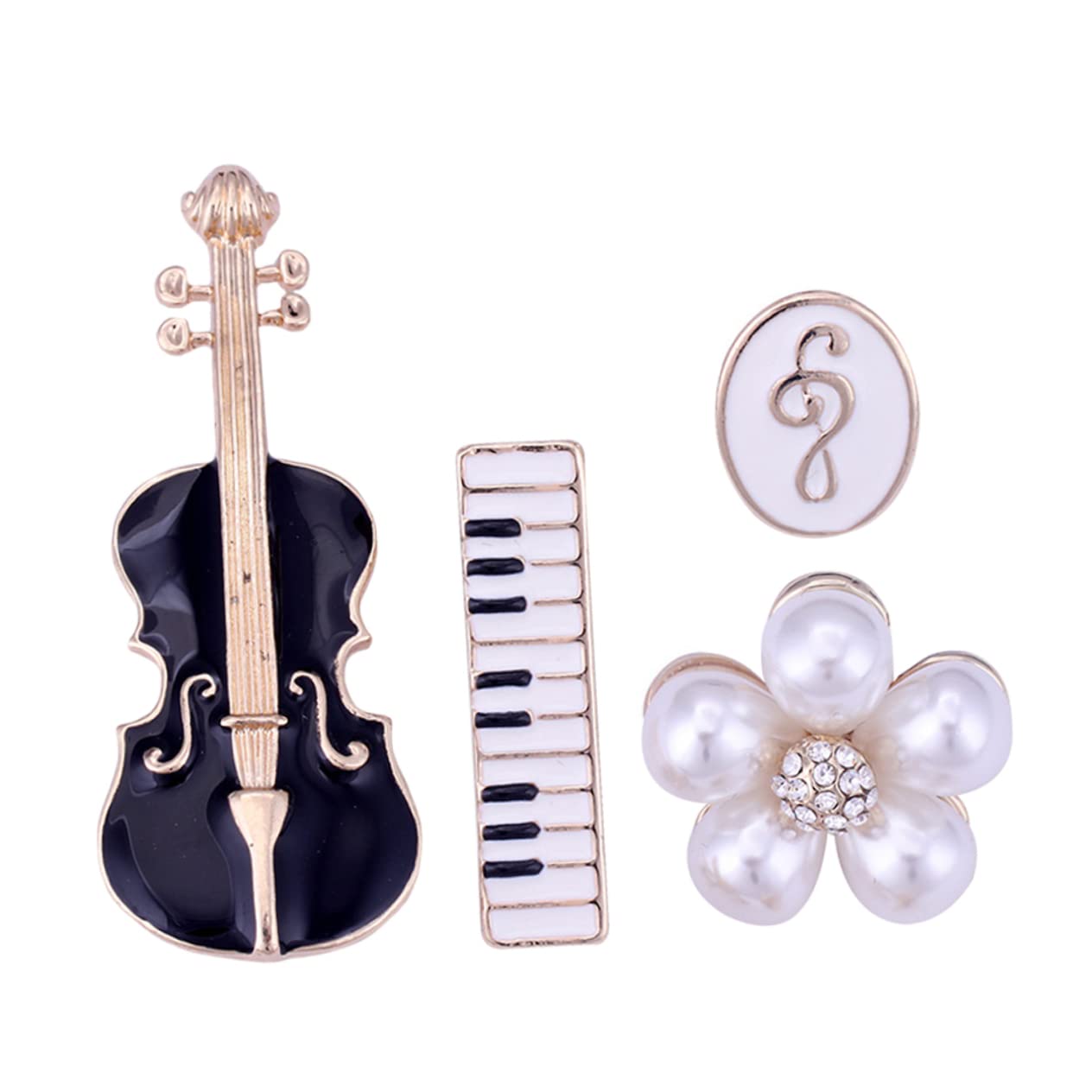 Jewellery Set di collani violini Unici di 4 Spille per la per Le Donne Tema Musicale Jewellery