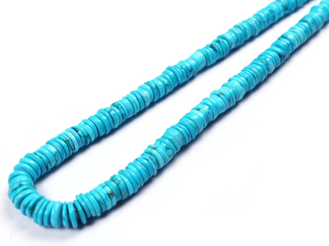 4mm bis 6mm natürliche Türkis glatte Reifen Form lose Edelsteinperlen | Türkis Münzform Perlen | Türkis Heishi Runden perlen zur Schmuckherstellung (1 Strand)
