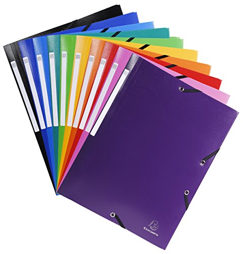 Exacompta - Réf. 55840E - Paquet de 10 chemises à élastiques Opak - pochettes 3 rabats - en polypropylène opaque - dimensions 24 x 32 cm pour documents au format A4...