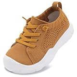 LeIsfIt Toddler Shoes Girls Boys Wide Shoes Kids Lightweight Barefoot Sneakers Slip on Tennis Sneakers Brown Size 5.5