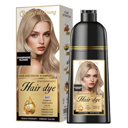 Joyful Young Hair Dye Shampoo 3-in-1, Champagne Blonde Semi-Permanent Gray
