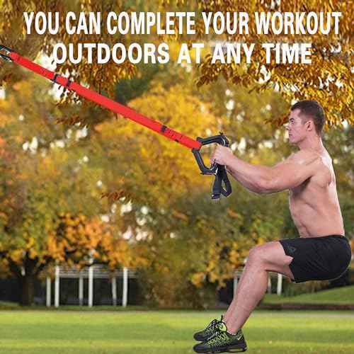 Image of Bodyweight Resistance Training Straps, Complete Home Gym Fitness Trainer kit for Full-Body Workout, Included Door Anchor, Extension Strap, Fitness Guide
