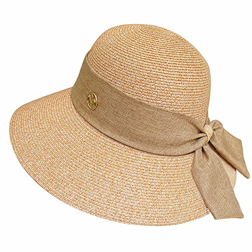 Womens Beach Sun Straw Hat Wide Brim Uv Upf50 Travel Foldable Bow-Knot Summer Uv Hat Khaki #TOP8