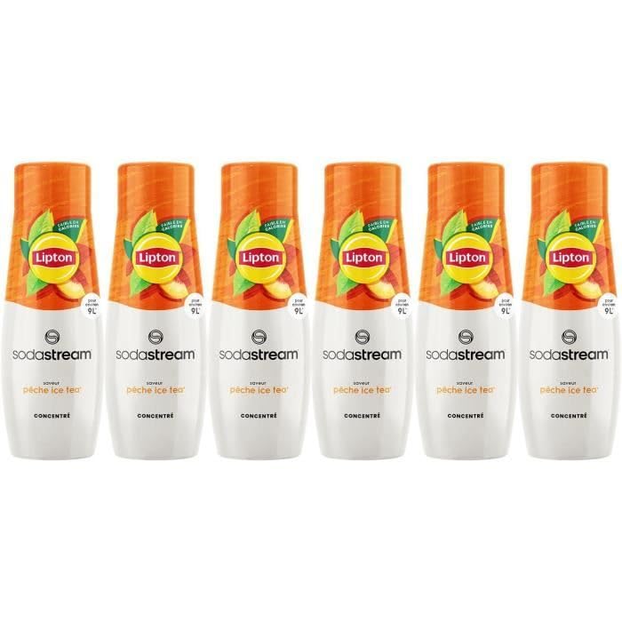 SodaStream Lipton Ice Tea - Juego de 6 concentrados para máquina de agua con gas y soda | Prepare hasta 9 litros de Lipton en segundos sabor original, 440 ml