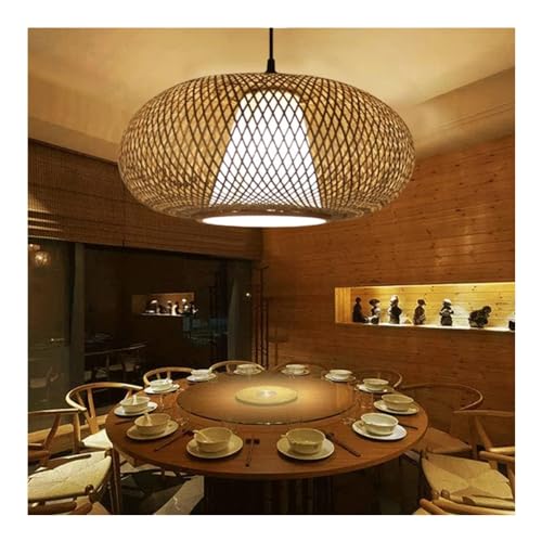 Lampe suspendue design creux en rotin pour restaurant et salon - 7