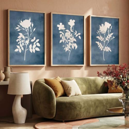 Image of kotart Aesthetic Botanical Art Home Decoration Painting | Floral Paintings With Frame For Living Room Bed Room Hotel Wall Decor Digital Reprint Set of 3 (35x37 Inch)