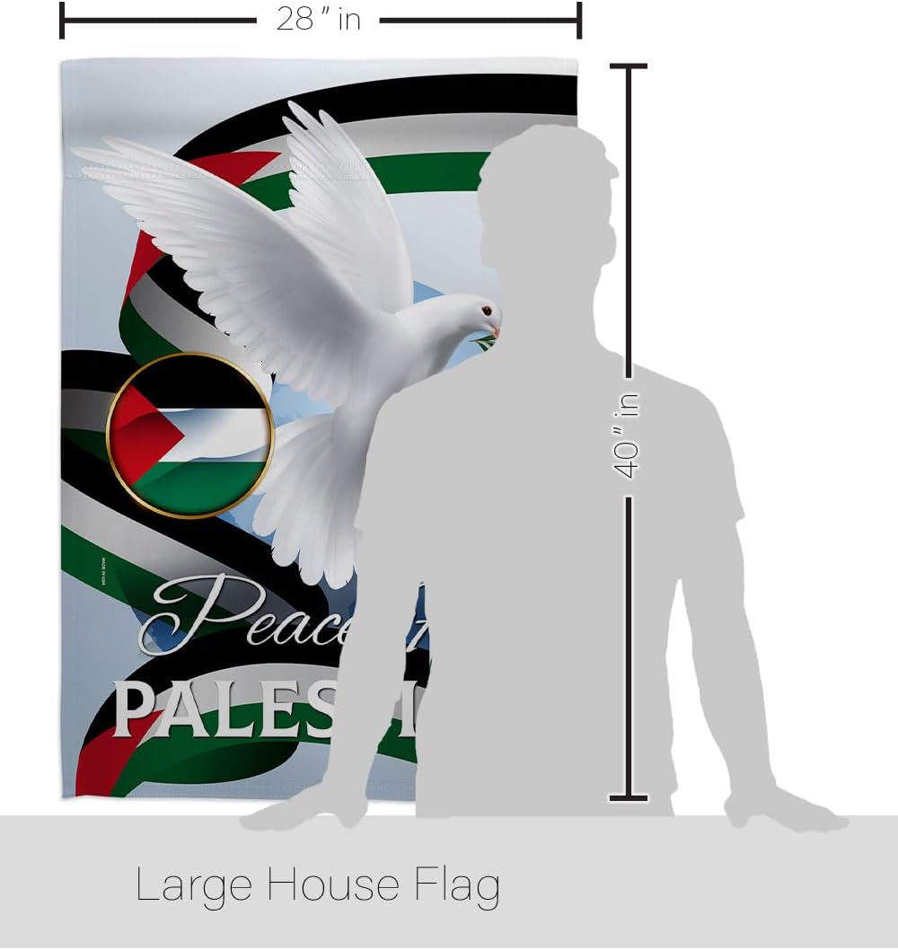 Peace for Palestine Flag Bandera de Support Palestinians Wall Hanging Porch Tapestry Home Door Poster Garden Cemetery Grave Yard Signs Outside House, Jewish Decorations Made in USA