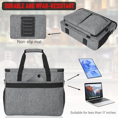 Bolsa de camarero portátil con separadores para kit de coctelera y hogar 5