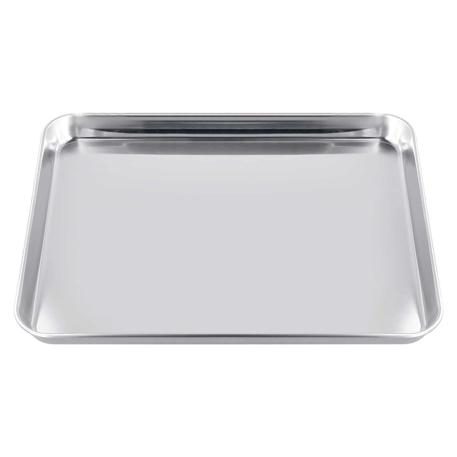 4 teglie da forno piccole in acciaio inox, rettangolari per arrostire, servire, cucinare, torte, biscotti, 23,5 x 17,5 x 2,5 cm, argento