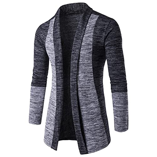 Men's Shawl Collar Cardigan Male Casual Colorblock Open Front Sweater Men Slim Fit Knit Long Sleeve Cardigan