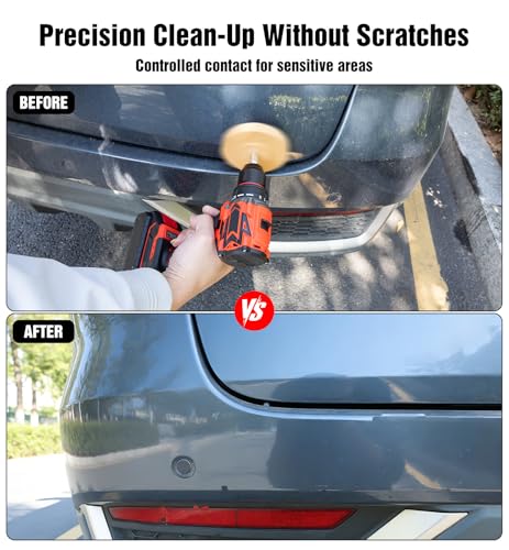 Image of Eraser Wheel Decal Remover Tool Kit, 4 inch Solid Rubber Eraser Wheel for Drill with Razor Blade Scrapers, Professional Adhesive Pinstripe Sticker Remover for Cars, Trucks, RVs