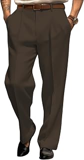 Men’s Dress Pants Straight Leg Pleat-Front Casual Suit Pants Plain Comfort Work Office Business Lounge Trouser Long