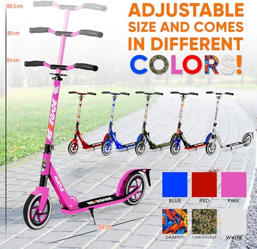 Image of Scooter - Scooter for Teenager - Kick Scooter - 2 Wheel Scooter with Adjustable T-Bar Handlebar - Folding Adult Kick Scooter with Alloy Anti-Slip Deck - Scooter with 8 inch Smooth Gliding Wheels by Hurtle
