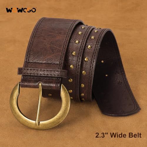 WOWOGO Wide Chunky Leather Belt Women
