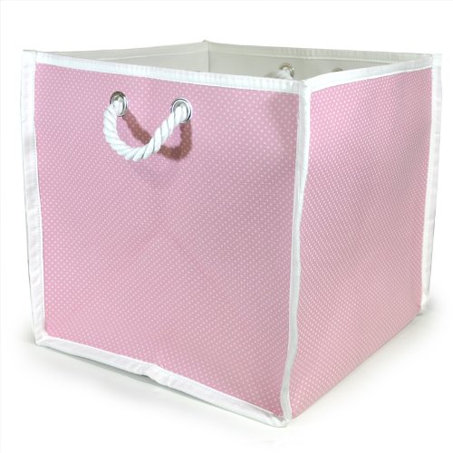 Polka Dot Foldable Canvas Storage Basket Pink Large