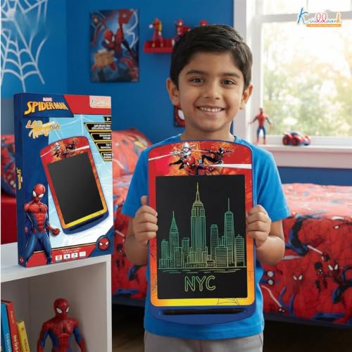 Image of 10.5 Inch Spiderman LCD Writing Tablet, Electronic Drawing Pad & Travel Slate for Kids, Rewritable Doodle Board, Learning & Educational Birthday Return Gift for Boys Aged 3-9 Years, Blue