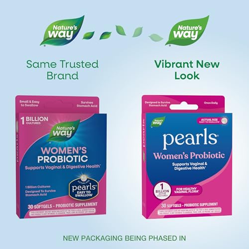 Nature's Way Women's Probiotic Pearls, Supports Vaginal and Digestive Health*, 1 Billion Live Cultures, Protects Against Occasional Bloating & Constipation*, Easy-to-Swallow Softgels, 30 Count