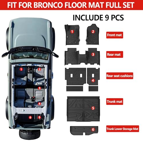 Image of KARPAL Floor Mats for 2021-2026 Ford Bronco 4 Door Full-Coverage Set