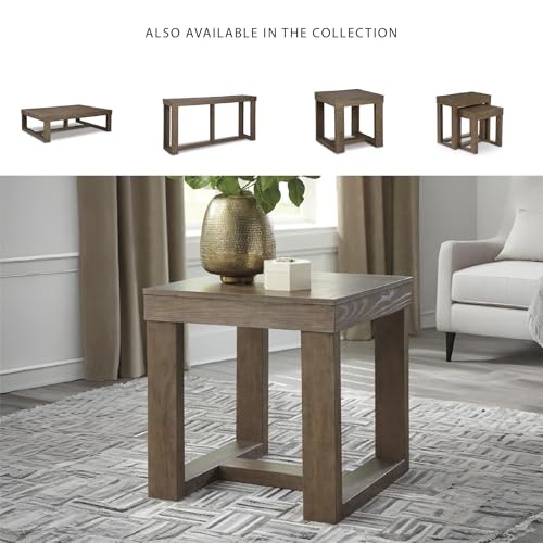 Image of Signature Design by Ashley Cariton Contemporary Oversized Square End Table, Grayish Brown