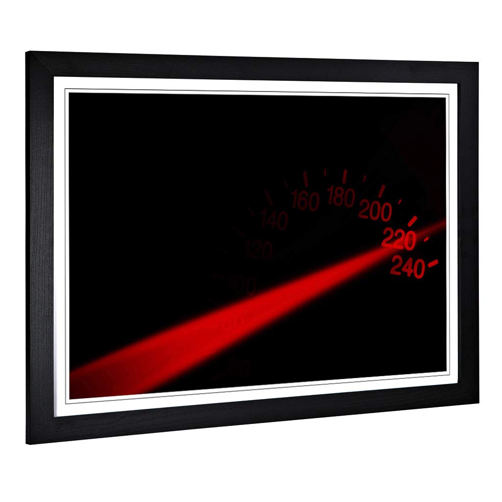 Big Box Art Framed Print of Speedometer MPH (1) Design | Wall Art Picture | Home Decor for Kitchen, Living, Dining Room, Lounge, Bedroom, Hallway, Office, Black, A2 / 24.5x18 Inch / 62x45cm