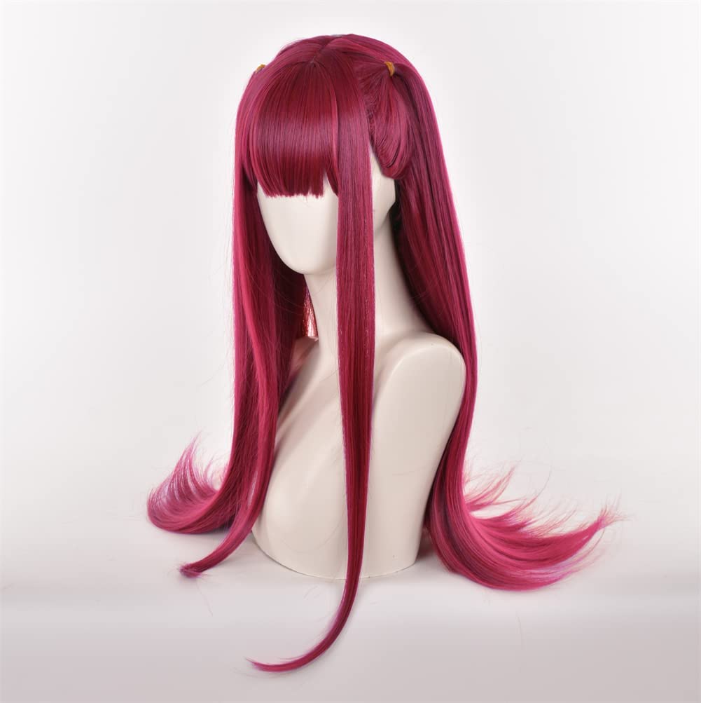 Anime Long Straight Grape Red Wig Halloween Cosplay Costume Wig - Image 4