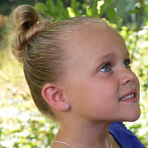 Cherished Moments Girls' Sterling Silver CZ Simulated Birthstone Daisy Earrings with Screw Back (6mm)3