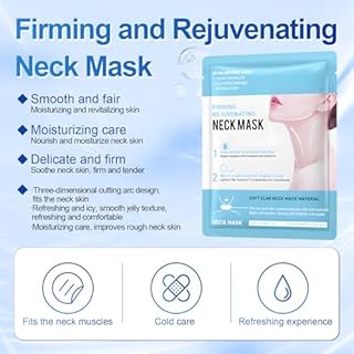 Maschera Collo, Maschera Doppio Mento Donna, Cerotti Lifting Viso, Collo maschera Collagene Viso, Contiene Hyaluronic Acid, Idratante, Anti-Età, Schiarente Delle Linee Riparatore Del Collos,10 Pezzi