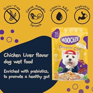 MOOCHIE Moist Canine Meals – Superfood Collection of Smooth Canine Meals – Duck, Salmon & Rooster Liver Flavors – No Added Preservatives or Manmade Flavoring -12 x 2.5 oz Pouch