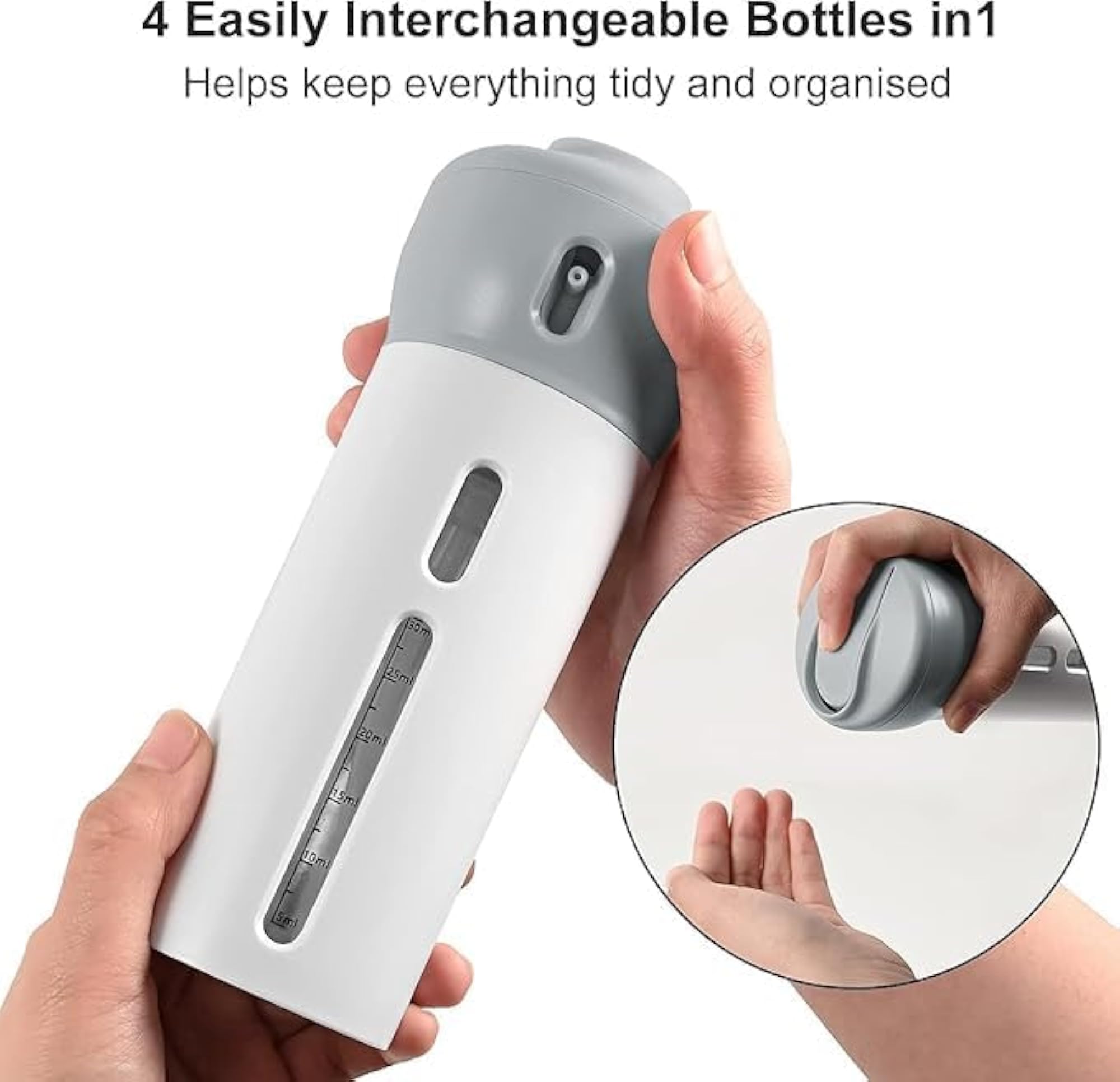 2 Pcs 4-in-1 Refillable Travel Bottles Set