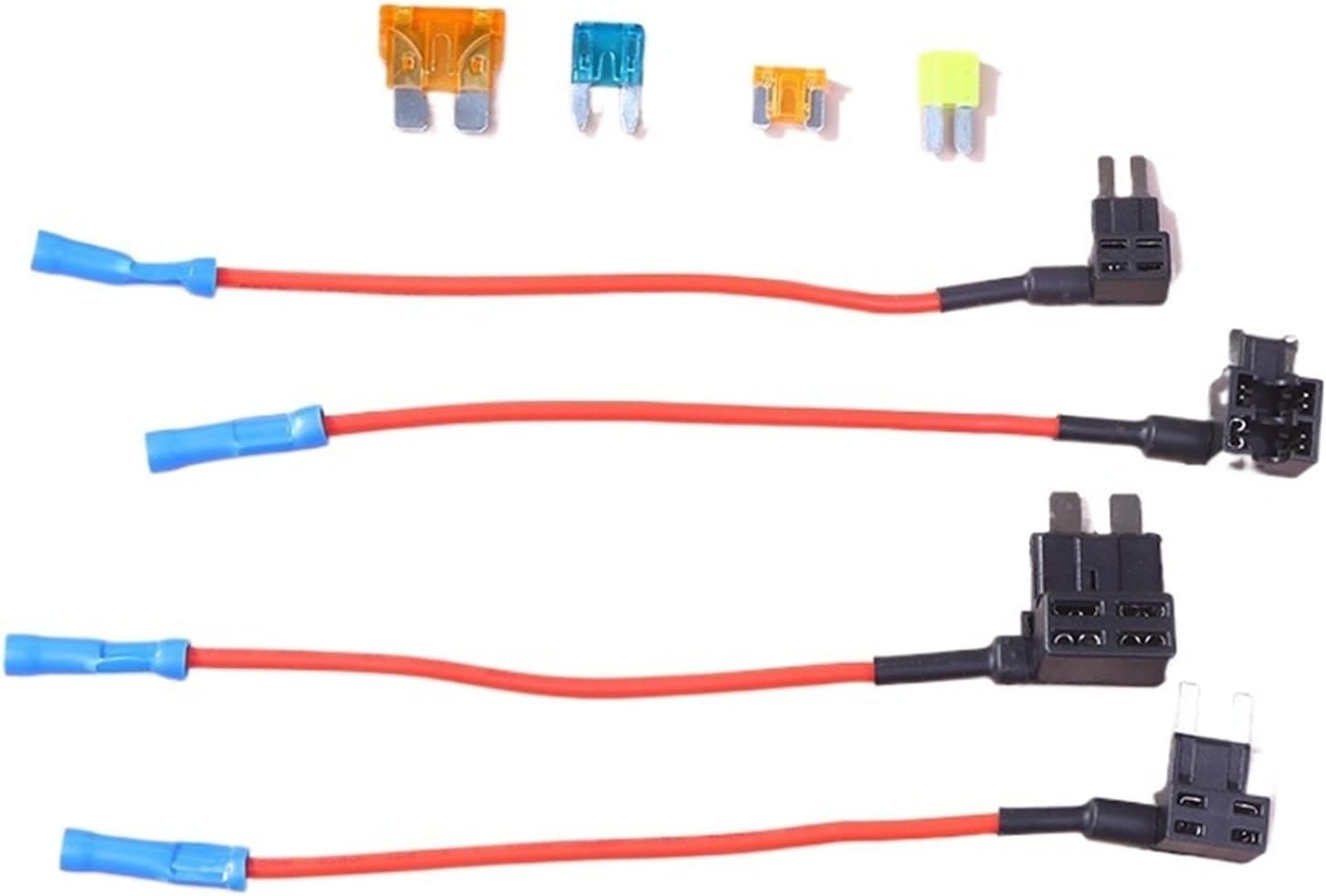12Pcs 4 Types of 12V Additional Circuit Adapters and Fuse Set- Tap Car Fuse Holder with Micro2 ATC ATS Thin Tap Adapter
