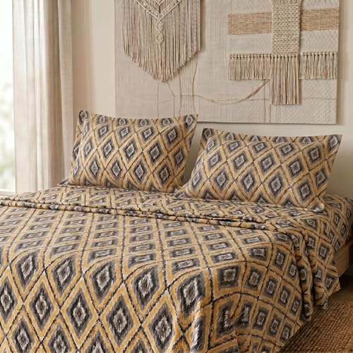 Image of LANE LINEN Symphony | 100% Cotton Sheet Set | Soft & Breathable Fabric | 3 Piece (1 Bedsheet + 2 Pillow Covers) | Double Bed Sheet Set - Obsidian Marquise