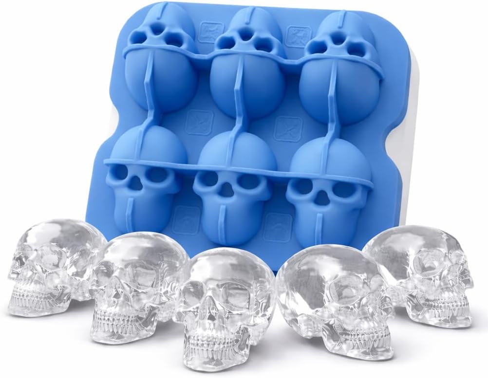 Skull Ice Cube Mold, 6-Cavity Silicone Skull Ice Tray