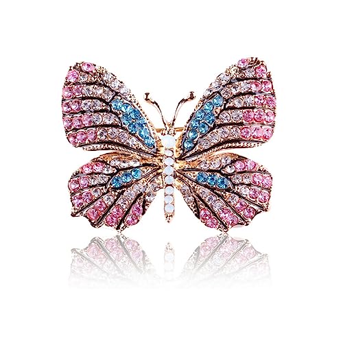 Image of Butterfly Brooch Pins for Women Girls Multicolor Shining Rhinestone Crystal Butterfly Brooch Pin Lapel Safety Pin Corsage Scarf Shawl Clothing Accessories Wedding Party Banquet