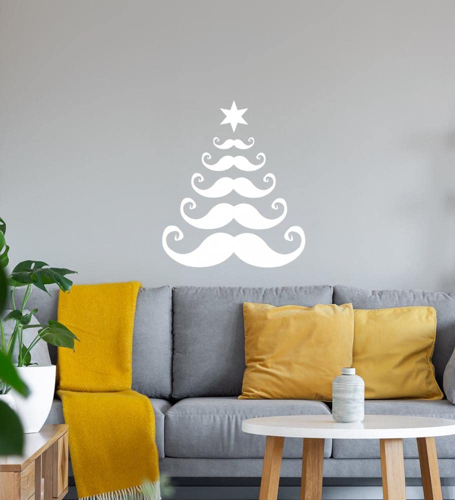 Moustache - Adhesivo decorativo para pared (40 x 47 cm), diseño de árbol de Navidad, color blanco