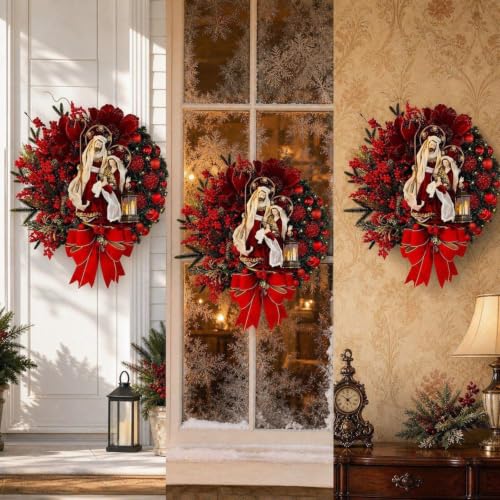 12×10.4'' Little Jesus Figures Christmas Wreaths for Front Door Home Decor - image 5