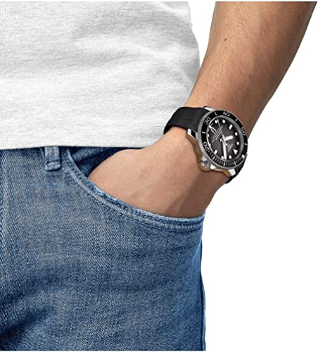 Image of Tissot Seastar Professional 2000, Swiss Automatic Watch for Men, Diver, Stainless Steel Case, Black Silicone Strap and Gradient Dial, 46mm, T1206071744100